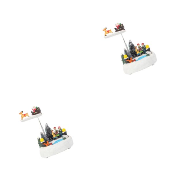 Bewildely Christmas Village Scene Musical LED Light Ornament Rotating 2piezas santa y venado