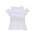 thumbnail image 2 of Summer Baby Girls Candy Color Off-shoulder Short Sleeve T-shirt Cotton Tops, 2 of 4
