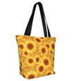 thumbnail image 4 of Cauagu Vintage Leopard Print Sunflower Print Canvas Aesthetic Tote Bag for Women Beach Bag Shopping Bags Shoulder Bag Reusable Grocery Bags, 4 of 7