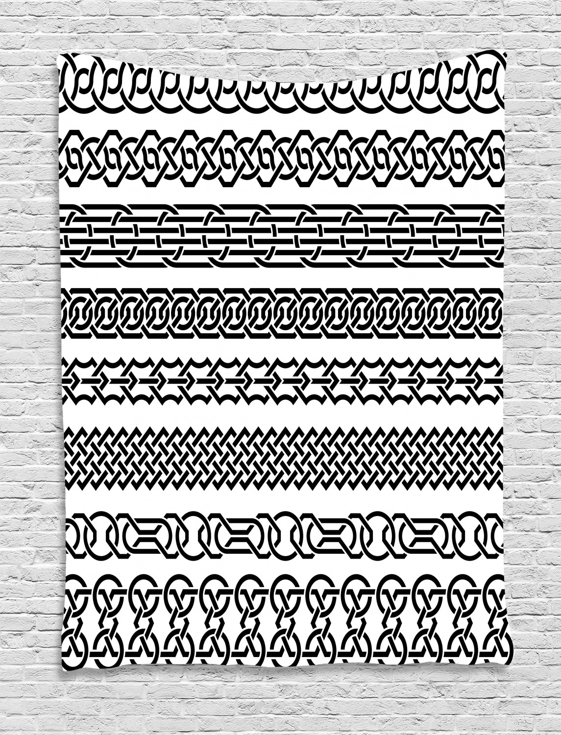 Irish Tapestry, Vintage Borders in the Form of Celtic Classical Ornaments Horizontal Striped