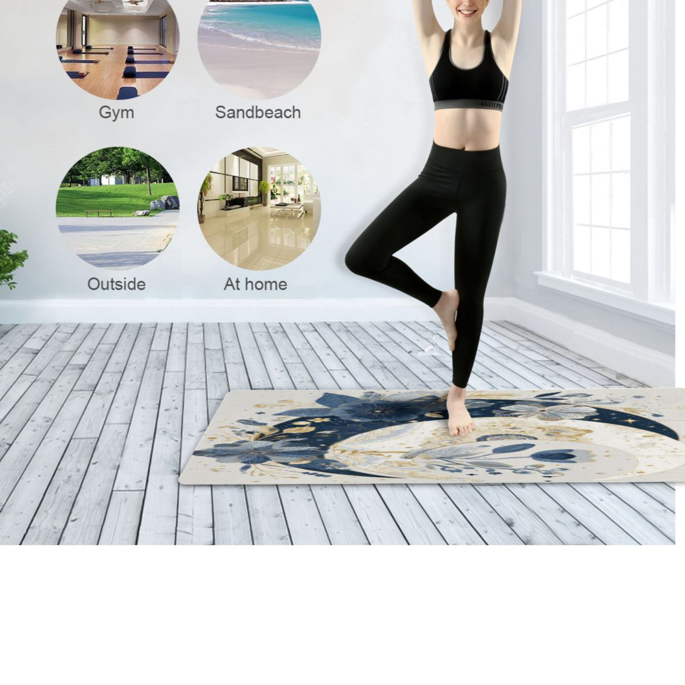 BZSMCE Yoga Mat Women Fitness Mat Lunar Bloom Altar Pattern
