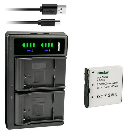 Kastar 1-Pack Battery and LTD2 USB Charger Replacement for Rekam BIZZARO HDC-2531, BIZZARO HDC-2532, Rekam PREZIO HDC-3531, PREZIO HDC-3533, PREZIO HDC-3535