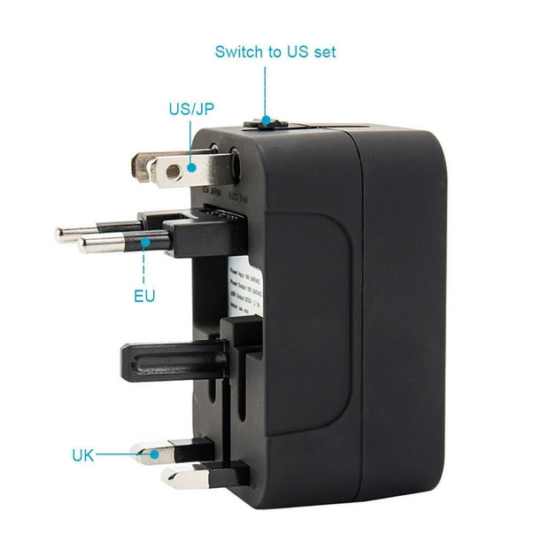 Prise universelle portable vers adaptateur secteur UK Plug Chargeur de  voyage avec fusible (noir)