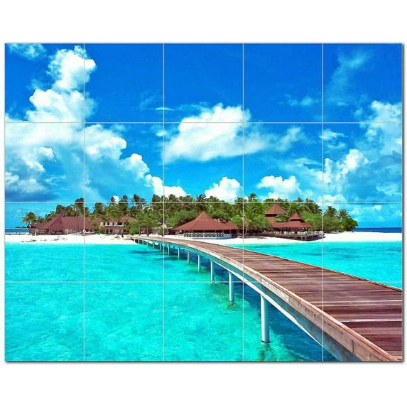 Beach Ocean Ceramic Tile Mural Kitchen Backsplash Bathroom Shower, 400089-XL54