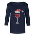 thumbnail image 6 of Christmas Shirts for Women Rhinestone Wine Glass Shirt Womens Tunic Tops 3/4 Sleeve Round Neck Casual T Shirt Holiday Party Outfits, 6 of 6