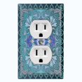 thumbnail image 1 of Metal Light Switch Plate Cover Elegant Teal Mandala Flower Tile Pattern TIL062, 1 of 13