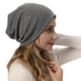 thumbnail image 2 of Tittly Winter Hats Beanie Knitted Double Layer Hot Drill To Keep Warm Neutral Loose Lightweight Hip Hop Soft Cotton Casual Elastic Wool Hat Skull Caps Hats for Women Dark Gray One Size, 2 of 5