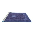 thumbnail image 2 of Ahgly Company Machine Washable Indoor Round Medallion Blue Traditional Area Rugs, 4' Round, 2 of 4