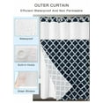 thumbnail image 2 of No Hook Cloth Fabric Shower Curtain with Snap in Liner, Navy Blue Morocco Waterproof Shower Curtains Set with See Through Top Window, Modern Farmhouse Minimalist Plaid Bath Curtains Shower 54"x78", 2 of 6