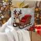 thumbnail image 4 of Seyotauo Christmas Linen Pillow Cover 18x18 inch with Imitation Embroidery Festive Patterns Cover for Farmhouse Bedroom Sofa Home Decor,Flax Craft for Christmas Pillow Cover,Hidden Zipper Easy to Use, 4 of 6