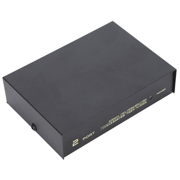 Divisor de video VGA de 2 puertos, distribuidor de señal para duplicación de pantalla, enchufe estadounidense de 100 a 240 V