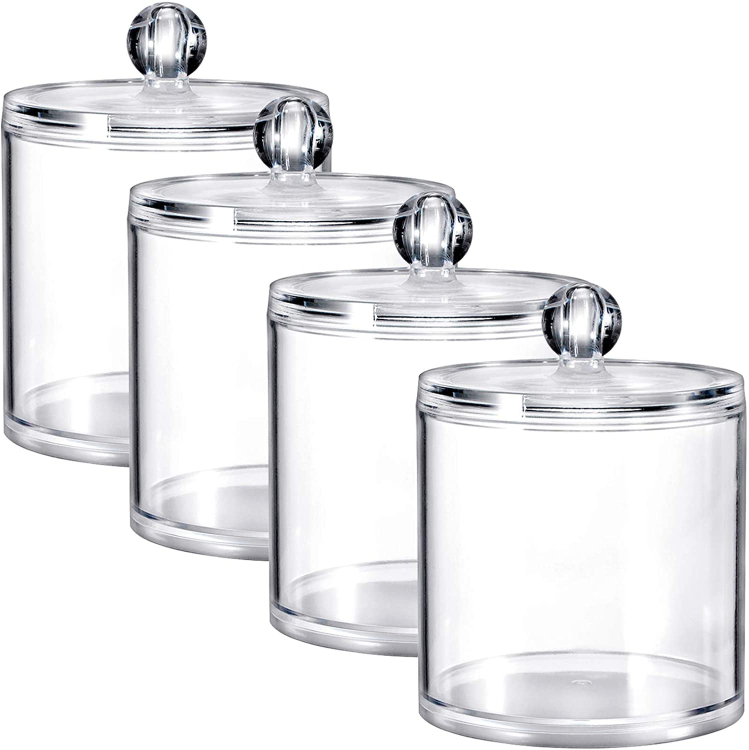 4 Pack Plastic Acrylic Bathroom Vanity Countertop Canister Jars with ...