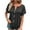 Dark Gray, variant on Women Plus Size Summer Pleated Button Short Sleeve T-Shirt Loose Casual V-Neck Solid Color Blouse T-shirt Tops Army Green 3XL, US Size:14
