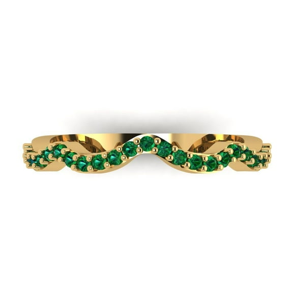 0.23 ctw Wedding Band for Women - 18K Yellow Gold Simulated Emerald Stackable Eternity Ring