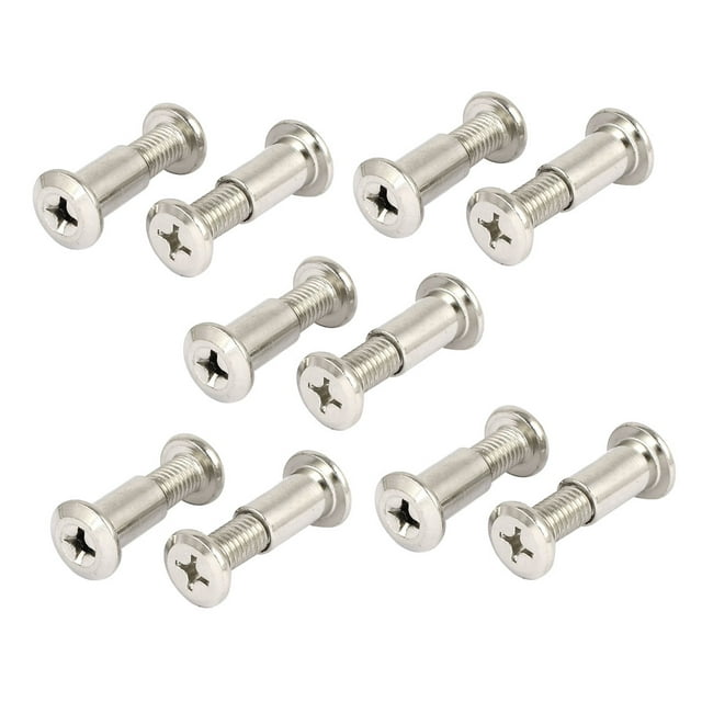 Unique Bargains M8x20mm Metal Phillips Countersunk Head Screw Bolts Dowel Barrel Nuts 10 Pcs