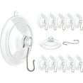 thumbnail image 1 of 12 Pcs 1.77 Inch Small Window Suction Cup Hooks Metal Removable Reusable Clear, 1 of 8