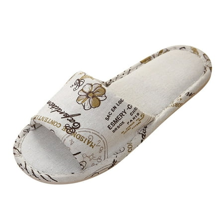 

SEMIMAY Men And Women House Slippers Non Slip Cotton Linen Indoor And Outdoor Home Slipper Sandals Open Toe Bedroom Breathable Shoes Beige