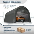 thumbnail image 2 of 12x20 FT Heavy Duty Carport, Portable Garage Canopy with Steel Frame & Roll-Up Door, Round Style Outdoor Storage Shed for Car, Truck, Boat, Patio, Anti-Snow Waterproof, Grey, 2 of 9