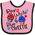 thumbnail image 3 of Inktastic 4th of July Red, White and Blue Sweetie Cupcakes and Stars Boys or Girls Baby Bib, 3 of 4