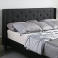 thumbnail image 2 of Queen Upholstered Platform Bed Frame with 45" Tall Headboard - Button Tufted Linen Bed - Black - Oliver & Smith - Kendall, 2 of 7