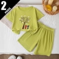 thumbnail image 2 of Odeerbi Niños Niñas Lindo Estampado Atlético Conjuntos Manga Corta Camiseta Pantalones Cortos Conjunto Suelto Ropa Deportiva Para 3-12 Años, 2 of 9