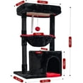 thumbnail image 2 of ANHXN Small Leopard Print Cat Tree for Indoor Cats, Cat Tower with Scratching Post, Modern Cat House with Padded Perch, Kittens Condo with Cradle, 2 of 14