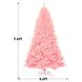 thumbnail image 3 of Gymax 7.5ft Pink Artificial Christmas Tree Hinged Spruce Full Tree w/ Metal Stand, 3 of 10