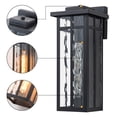 thumbnail image 3 of C Cattleya 2-Pack 15 in. Matte Black Outdoor Hardwired Wall Lantern Sconces with Water Ripple Glass, 3 of 7