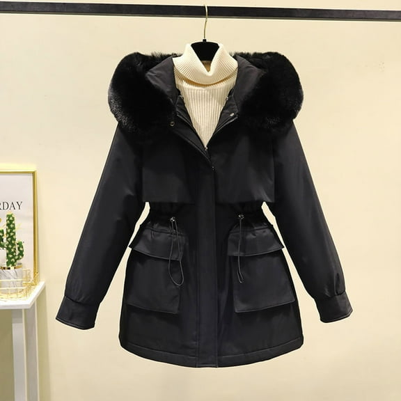 Cyber*Monday on Sale ChaoHeng Women Outerwear Jackets Clearance Women's 3-in-1 Convertible Parka,Detachable Sleeves & Hood Utility Long Coat