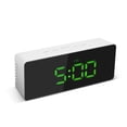 thumbnail image 1 of Horloge Miroir LED Numérique USB & Batterie 12H/24H Affichage °C/°F Réveil avec Fonction Snooze Luminance LED Réglable--Vert, 1 of 7