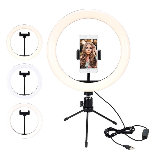 Maoww Photography LED Ring Fill Light Dimmable Camera Phone Ring Lamp With Table Tripods For Makeup Video Live Studio