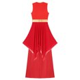 thumbnail image 4 of Haitryli Womens Praise Dance Outfit Asymmetric Hem Overlay Dress with Pants Worship Liturgical Red S, 4 of 7