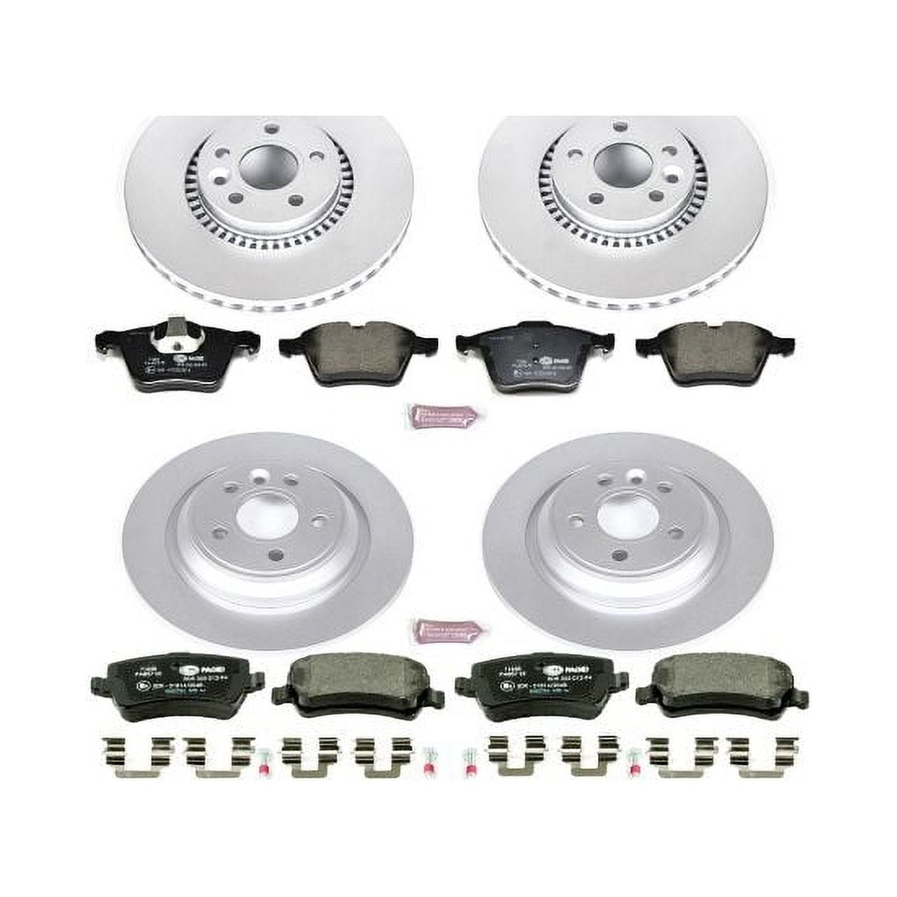 Power Stop Front and Rear Euro-Stop ECE-R90 Certified Brake Pad and Rotor Kit ESK5615 Fits 2008 Volvo XC70