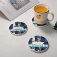 thumbnail image 2 of Circular Drink Coasters Set Sloth Riding Llama Beautiful Home Decor Diatomite Heat-Resistant Diatomite Protect Table Countertop, 2 of 7