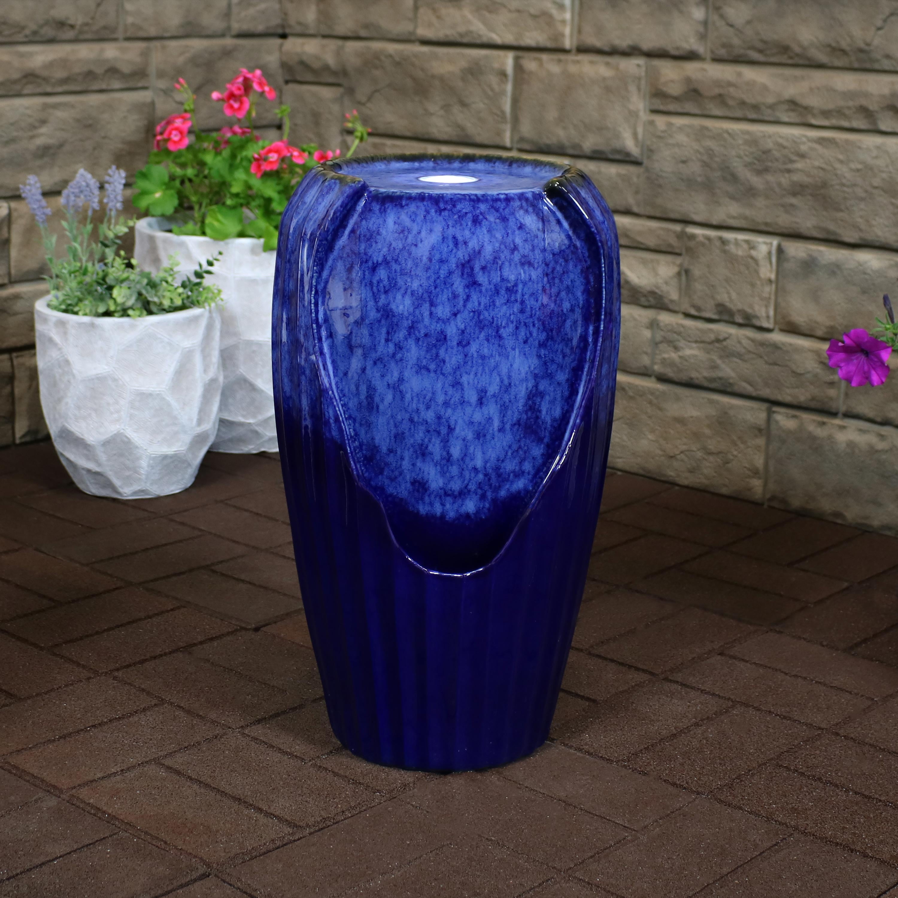 Sunnydaze Ceramic Vase Outdoor Water Fountain Patio & Garden Fountain Water Feature with LED Sunnydaze Ceramic Vase Outdoor Water Fountain Patio & Garden Fountain Water Feature with LED