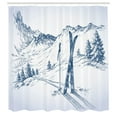 thumbnail image 3 of Ambesonne Winter Shower Curtain, Ski Sport Mountain View, 69"Wx75"L, Blue White, 3 of 5