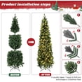 thumbnail image 4 of 6.5ft Pencil Christmas Tree - Pre-lit Fir Hinged Slim Corner Xmas Tree Holiday Decoration with 250 Incandescent Warm White Lights & 586 Snow Branch Tips, White, 4 of 7