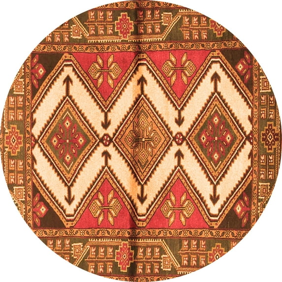 Ahgly Company Indoor Round Persian Orange Traditional Area Rugs, 7' Round