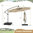 thumbnail image 3 of Gymax 10 FT Solar Offset Hanging Umbrella Patio Cantilever Umbrella w/ 32 LED Lights Beige, 3 of 10