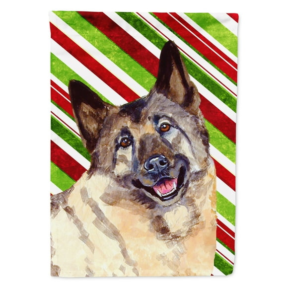 Carolines Treasures LH9263-FLAG-PARENT Norwegian Elkhound Candy Cane Holiday Christmas  Flag  multicolor