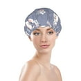 thumbnail image 2 of Cute Alpaca Face Flower Shower Cap, Reusable Bath Hair Hat for all Hair Lengths Hair Cover with Elastic Band Double Waterproof Layers Bathing Hat, 2 of 5