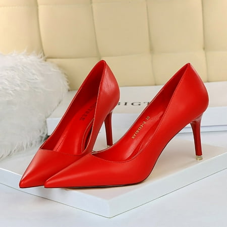 

2022 Woman Fetish 7.5cm 10.5cm High Heels Lady Wedding Bridal Pumps Scarpins Yellow Low Heels Plus Size Colorful Quality Shoes