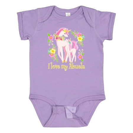 

Inktastic I Love My Abuela Unicorn with Pink and Yellow Flowers Gift Baby Boy or Baby Girl Bodysuit