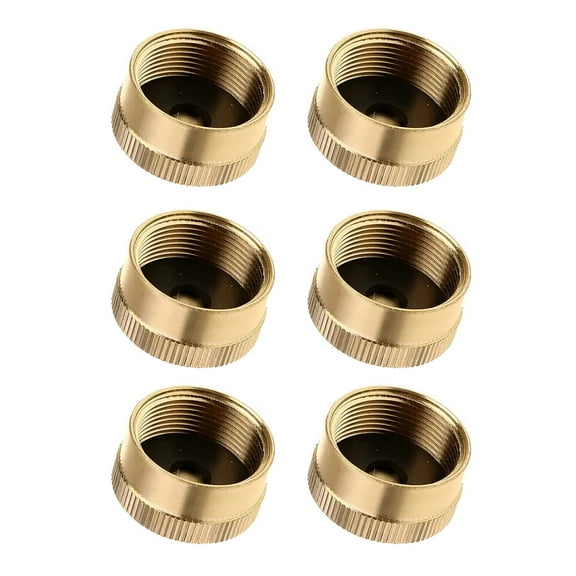 6x Brass Propane Bottle Caps Thread Protection for Camping Stoves, Propane Heaters, and Home Applications Caps