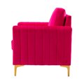 thumbnail image 3 of 14 Karat Home Velvet Club Chair Set of 2 Arms Wood Upholstered Accent Chair Metal Legs Red, 3 of 10