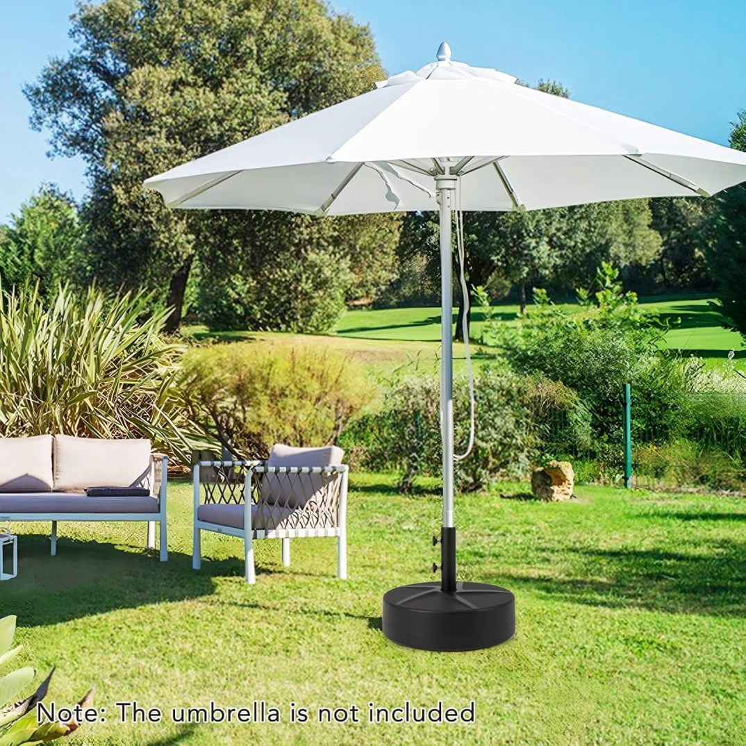 WJSP Patio Umbrella Base, 88LBS Capacity Water & Sand Fillable Market Table Umbrella Stand Fit 1.89"/1.5"/1.42" Umbrella Poles w/ 2 Adjustable Knobs, Weighted Base for Poolside Garden Deck Lawn