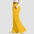 thumbnail image 5 of Audhol Cargo Sweatpants for Women, Women's Fashion Solid Color Waist Wide Leg Casual Pants with Pocket Pants Baggy Sweatpants for Women Yellow XL, 5 of 8