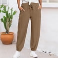 thumbnail image 2 of Comdrip Gauze Pants, Women's Linen Wide Leg Pants Casual Loose High Waist Beach Haren Pants Pockets Summer Pants Coffee 2Xl, 2 of 7