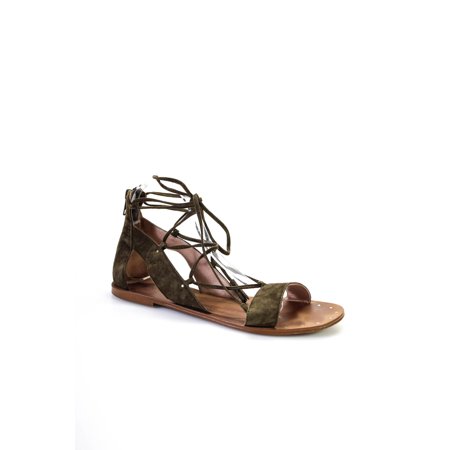 

Pre-owned|Madewell Womens Lace Up Suede Flat Gladiator Sandals Green Size 39.5 9.5