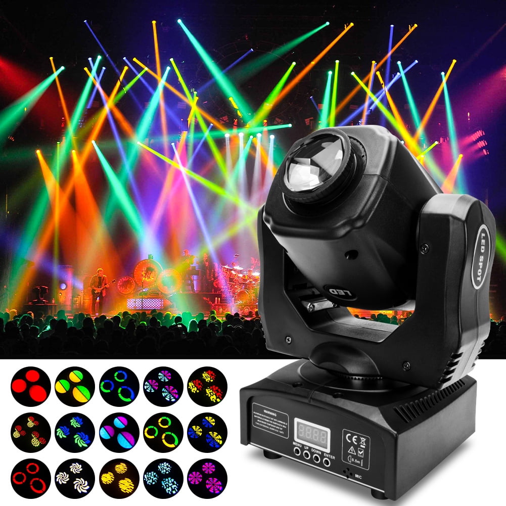 JAJALUYA Moving Head Light 120W 8 Pattern 8 colors RGBW LED Black Strobe Stage Light with DMX for DJ Party Disco,4 pack